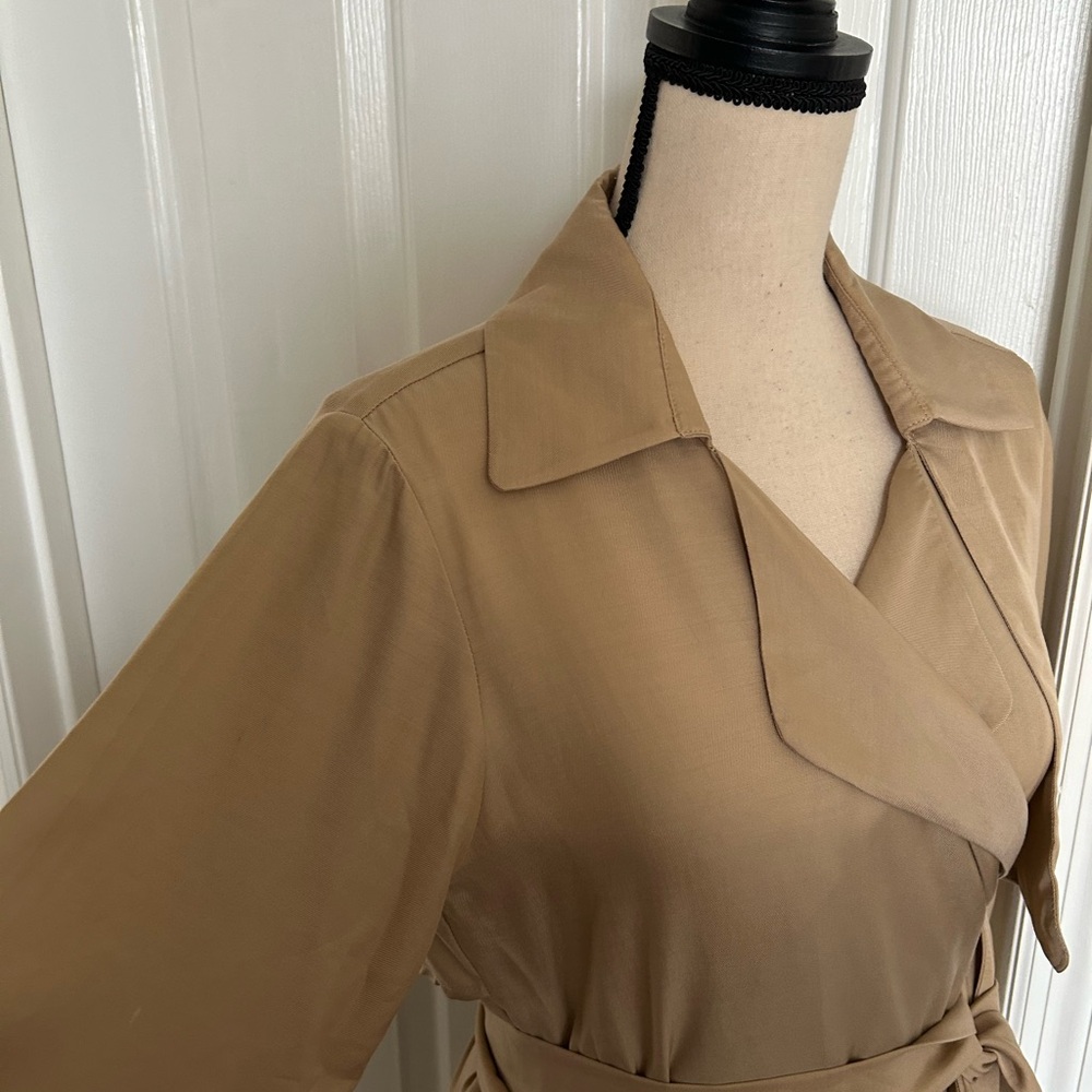 Cuyana Trench Wrap Midi Dress in Tan - Picture 5 of 12